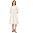 thumbnail image 1 of Moomaya Short Sleeves Round Neck Tiered Solid Cotton Dress -Women's Casual Dress, 1 of 9