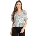 thumbnail image 1 of Moomaya Short Sleeves Sweetheart Neck Cotton Top - Women's Elegant Peplum Top, 1 of 9