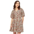 thumbnail image 1 of Moomaya Short Sleeves V Neck Cotton Dress - Women's Stylish Fit And Flare Dress, 1 of 9
