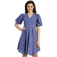 thumbnail image 1 of Moomaya Short Sleeves V Neck Cotton Dress - Women's Stylish Fit And Flare Dress, 1 of 9