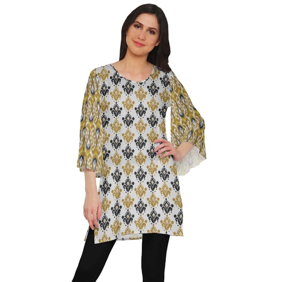 Moomaya Short Tunic Dresses Women Kimono Sleeve Printed Kurti Mini Summer Wear