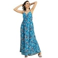 thumbnail image 1 of Moomaya Shoulder Straps V Neck Printed Rayon Dress - Women's Boho Maxi Dress, 1 of 9