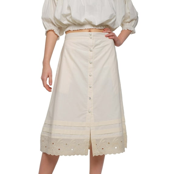 Moomaya Skirts For Women Knee Length Solid Cotton A-Line Skirt Girls Clothing