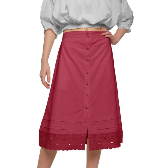 Moomaya Skirts For Women Knee Length Solid Cotton A-Line Skirt Girls Clothing
