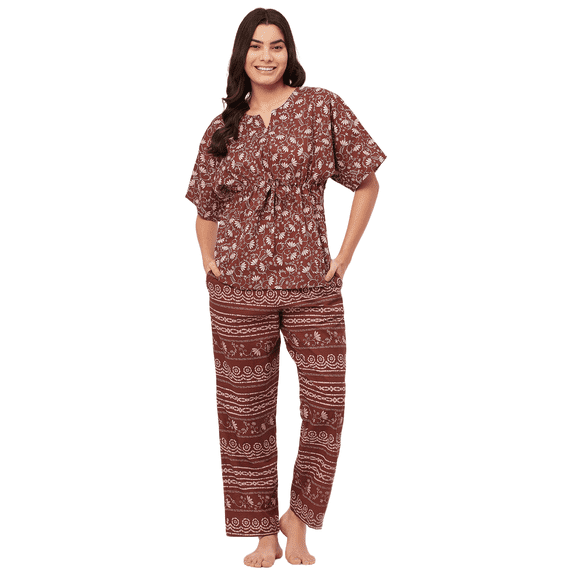 Moomaya Sleepwear, Cotton Night Suit Set, Printed 2 Pcs Loungewear For Women'S