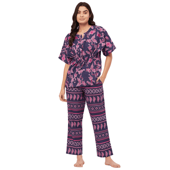 Moomaya Sleepwear, Cotton Night Suit Set, Printed 2 Pcs Loungewear For Women'S