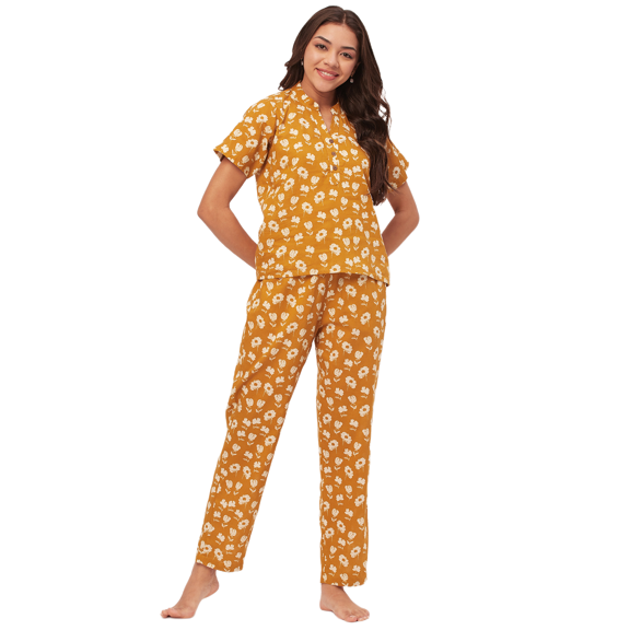 Moomaya Sleepwear, Printed Cotton Night Suits, 2 Pcs Kurta & Pajama Set For Womens Pjs