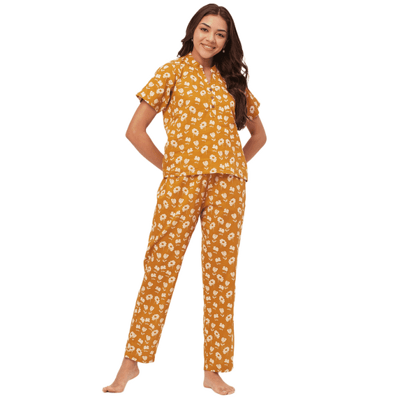 Moomaya Sleepwear, Printed Cotton Night Suits, 2 Pcs Kurta & Pajama Set For Womens Pjs