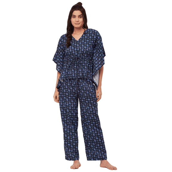Moomaya Sleepwear, Printed Kaftan Top Pajama Set, Loose Fit Loungewear, 2 Pc Nightsuit