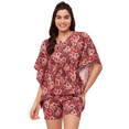 thumbnail image 1 of Moomaya Sleepwear, Printed Kaftan With Shorts Set, Rayon Nightwear 2 Pc Loungewear, 1 of 9