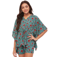 thumbnail image 1 of Moomaya Sleepwear, Printed Kaftan With Shorts Set, Rayon Nightwear 2 Pc Loungewear, 1 of 9