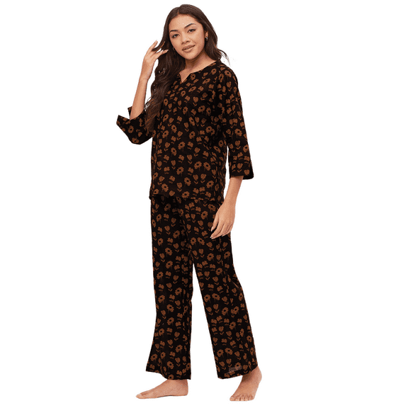 Moomaya Sleepwear, Printed Night Suit For Women, Cotton Kurta Pajama Set Pjs Loungewear