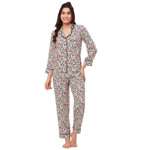 Moomaya Sleepwear, Printed Night Suit For Women, Two-Piece Lounge Set