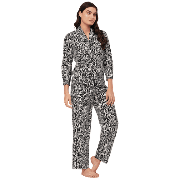 Moomaya Sleepwear, Printed Pajama And Shirt Set, Button-Down Loungewear 2 Pcs Nightsuit Pjs