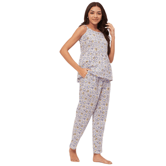 Moomaya Sleepwear, Printed Sleeveless Nightsuit Set, Camisole Top & Pants Pjs Set
