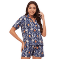 thumbnail image 1 of Moomaya Sleepwear, Shirt & Shorts Night Suit Set, Printed Cotton Pjs Lounge Set, 1 of 9