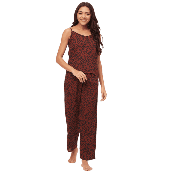 Moomaya Sleepwear, Spaghetti Strap Top Pajama Set, Chic Cami Pant Pjs Night Suit For Women'S