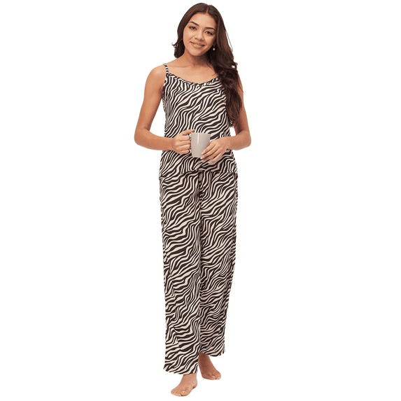 Moomaya Sleepwear, Spaghetti Strap Top Pajama Set, Chic Cami Pant Pjs Night Suit For Women'S