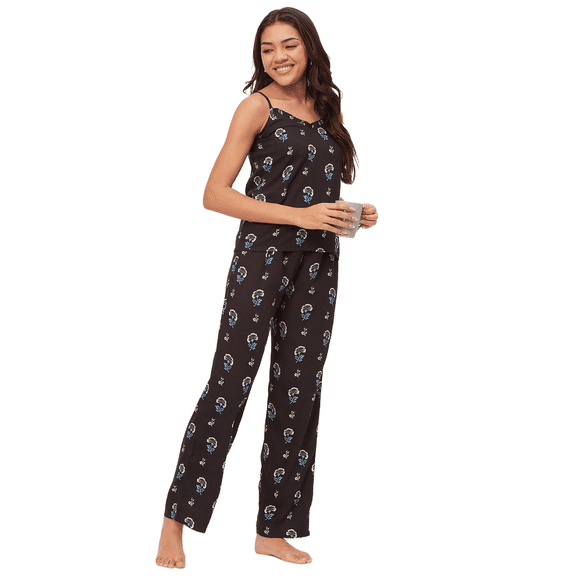 Moomaya Sleepwear, Spaghetti Strap Top Pajama Set, Chic Cami Pant Pjs Night Suit For Women'S
