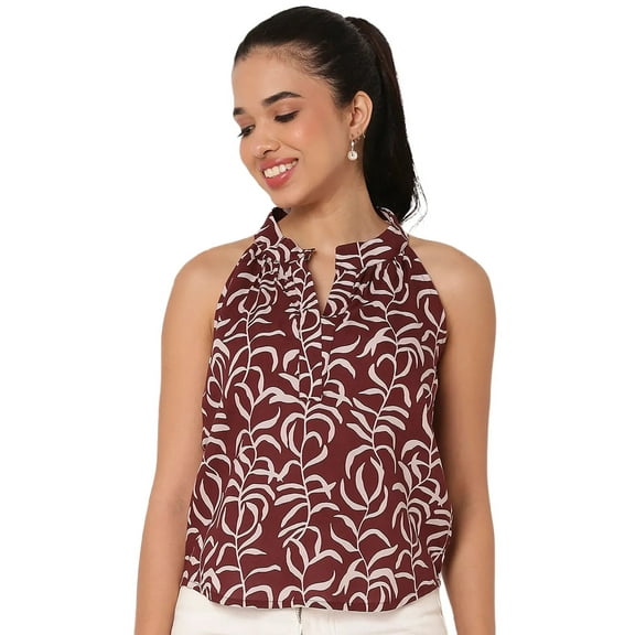 Moomaya Sleeveless Halter Neck Printed Loose Fit Top - Women's Summer Top