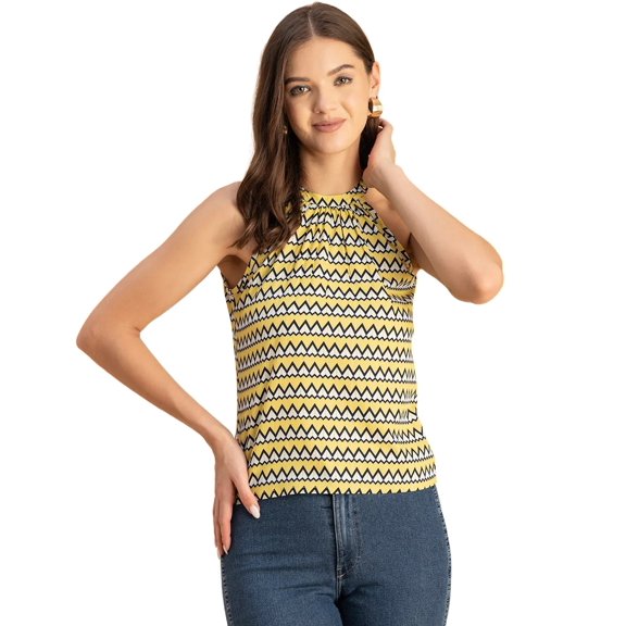 Moomaya Sleeveless Halter Neck Printed Loose Fit Top - Women's Summer Top