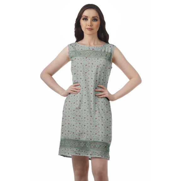 Moomaya Sleeveless Lace Shift Dress Printed Casual Dresses Women Short Dresses