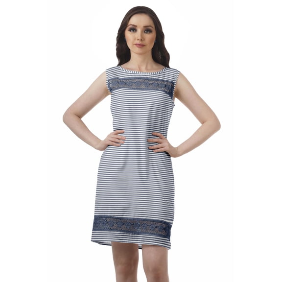Moomaya Sleeveless Lace Shift Dress Printed Casual Dresses Women Short Dresses