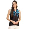 thumbnail image 1 of Moomaya Sleeveless Mandarin Collar Printed Georgette Top - Women's Stylish Top, 1 of 9
