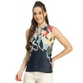 thumbnail image 1 of Moomaya Sleeveless Mandarin Collar Printed Georgette Top - Women's Stylish Top, 1 of 9