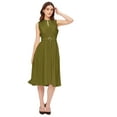thumbnail image 1 of Moomaya Sleeveless Mandarin Collar Rayon Dress - Women's Elegant Flared Dress, 1 of 9