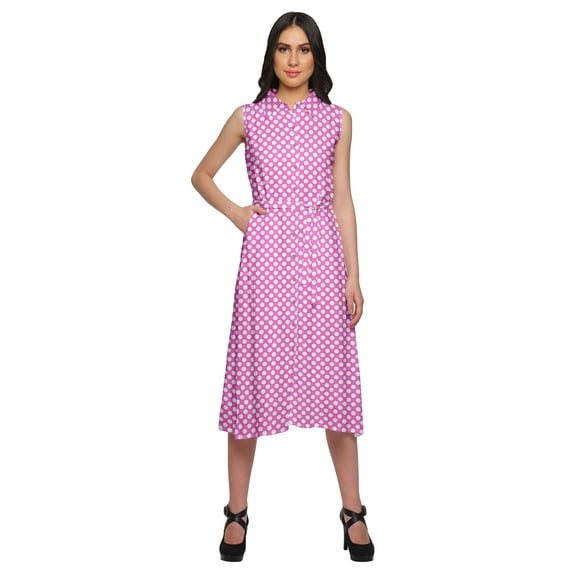 Moomaya Sleeveless Printed Button Down Dress With Pocket Casual Women shirt