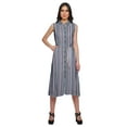 thumbnail image 1 of Moomaya Sleeveless Printed Button Down Dress With Pocket Casual Women shirt, 1 of 5