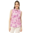 thumbnail image 1 of Moomaya Sleeveless Shirt Collar Printed Rayon Shirt - Women's Trendy Shirt, 1 of 1