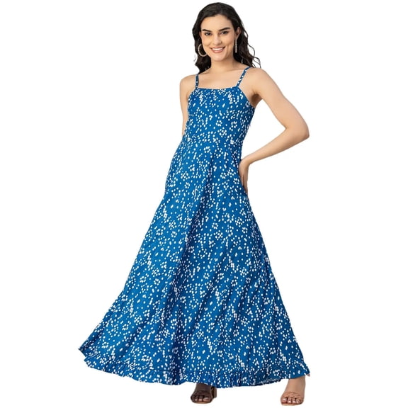 Moomaya Sleeveless Sweetheart Neck Printed Dress - Women's Elegant A-Line Dress