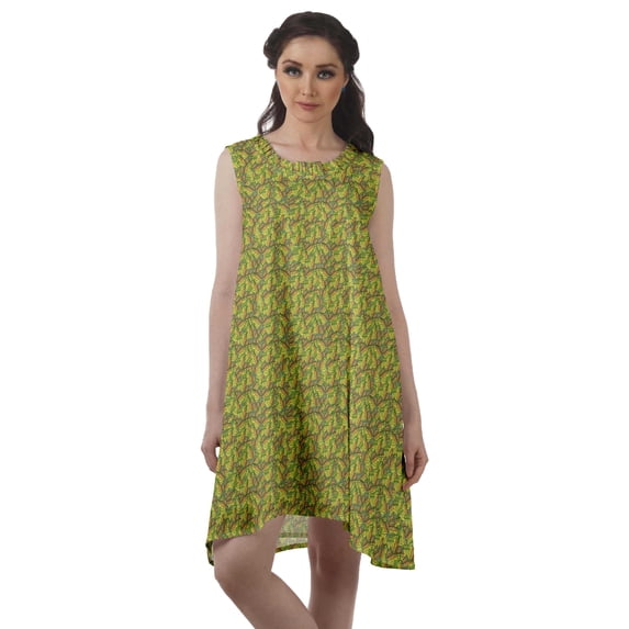 Moomaya Sleeveless T-Shirt Dress Scoop Neck Knee Length Loose Casual Swing Dress