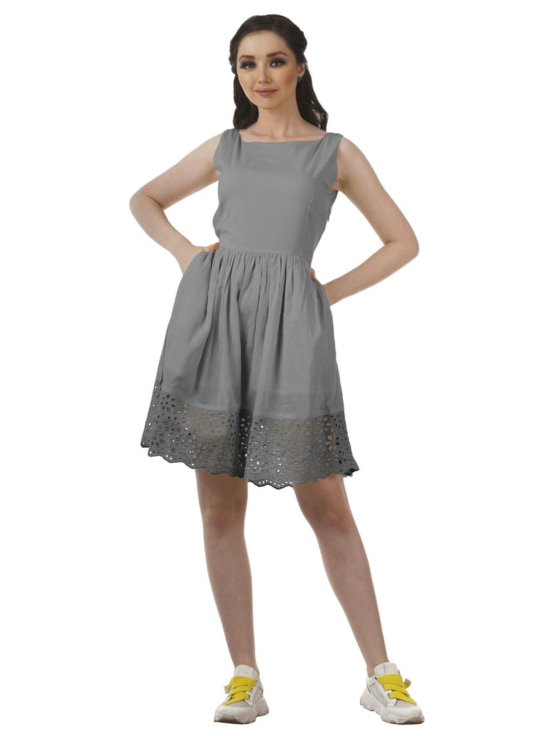 dresses for short waisted ladies Moomaya Sleeveless Tunic Dress Flared Pouf Dress Casual Swing Dress Praise Dance