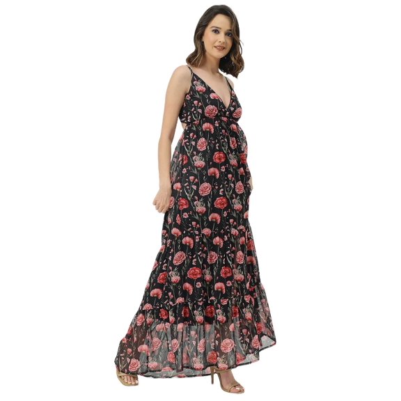 Moomaya Sleeveless V Neck A-Line Printed Dress - Women's Boho A-Line Dress