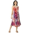 thumbnail image 1 of Moomaya Sleeveless V Neck A-Line Printed Rayon Dress - Women's Elegant Dress, 1 of 9