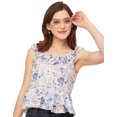 thumbnail image 1 of Moomaya Sleeveless V Neck Printed Georgette Top - Women's Trendy Peplum Top, 1 of 9