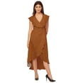 thumbnail image 1 of Moomaya Sleeveless V Neck Wrap Solid Rayon Dress - Women's Stylish Wrap Dress, 1 of 9