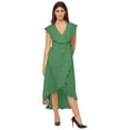 thumbnail image 1 of Moomaya Sleeveless V Neck Wrap Solid Rayon Dress - Women's Stylish Wrap Dress, 1 of 9
