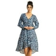 thumbnail image 1 of Moomaya Slim Fit Printed Long Sleeve Wrap Dress - V Neck Cocktail Evening Dress, 1 of 9