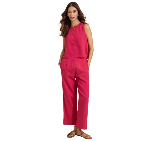 Moomaya Solid 2 Pcs Casual Cotton Co-Ord Set, Wood Buttons On Back, Top With Pants