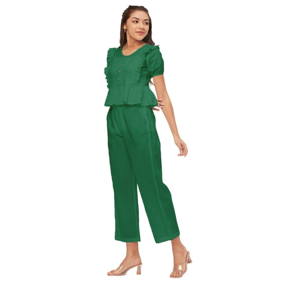 Moomaya Solid 2 Pcs Co-Ord Set For Women, Cotton Top With Pajamas
