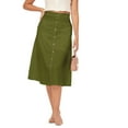 thumbnail image 1 of Moomaya Solid A-Line Skirt For Women, Front Buttoned Midi Skirts, 1 of 9