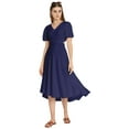 thumbnail image 1 of Moomaya Solid A-Line Viscose Dress, Short Sleeve, Styled Back Casual Flared Dress, 1 of 9