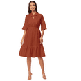 thumbnail image 1 of Moomaya Solid Bow-Knot Dress For Women, Ruffle Sleeve Tiered Flared Dress, 1 of 8