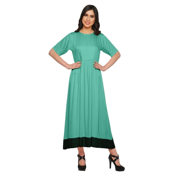 Moomaya Solid Casual Cotton Dress For Women A-Line Long Maxi Kurti Women Tunic
