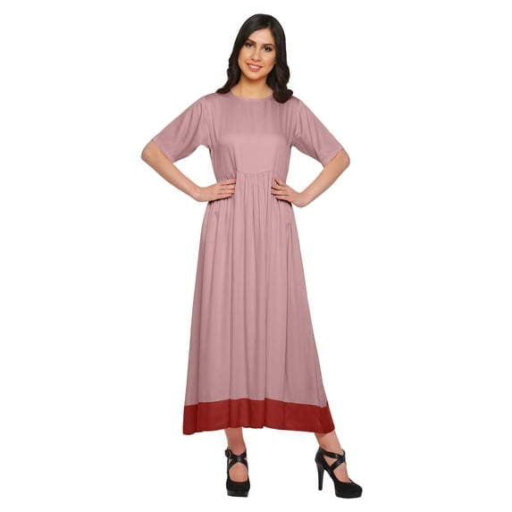 Moomaya Solid Casual Cotton Dress For Women A-Line Long Maxi Kurti Women Tunic