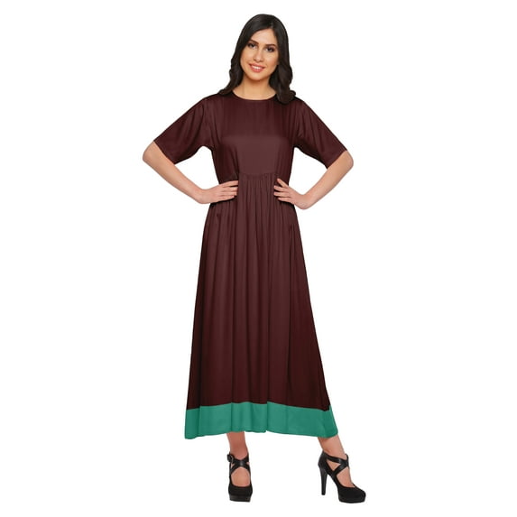 Moomaya Solid Casual Cotton Dress For Women A-Line Long Maxi Kurti Women Tunic